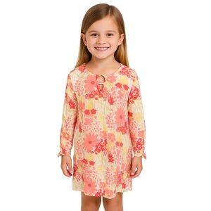 Janie and Jack Size 5T Floral Multi-color 100% Cotton Dress Pool Coverup